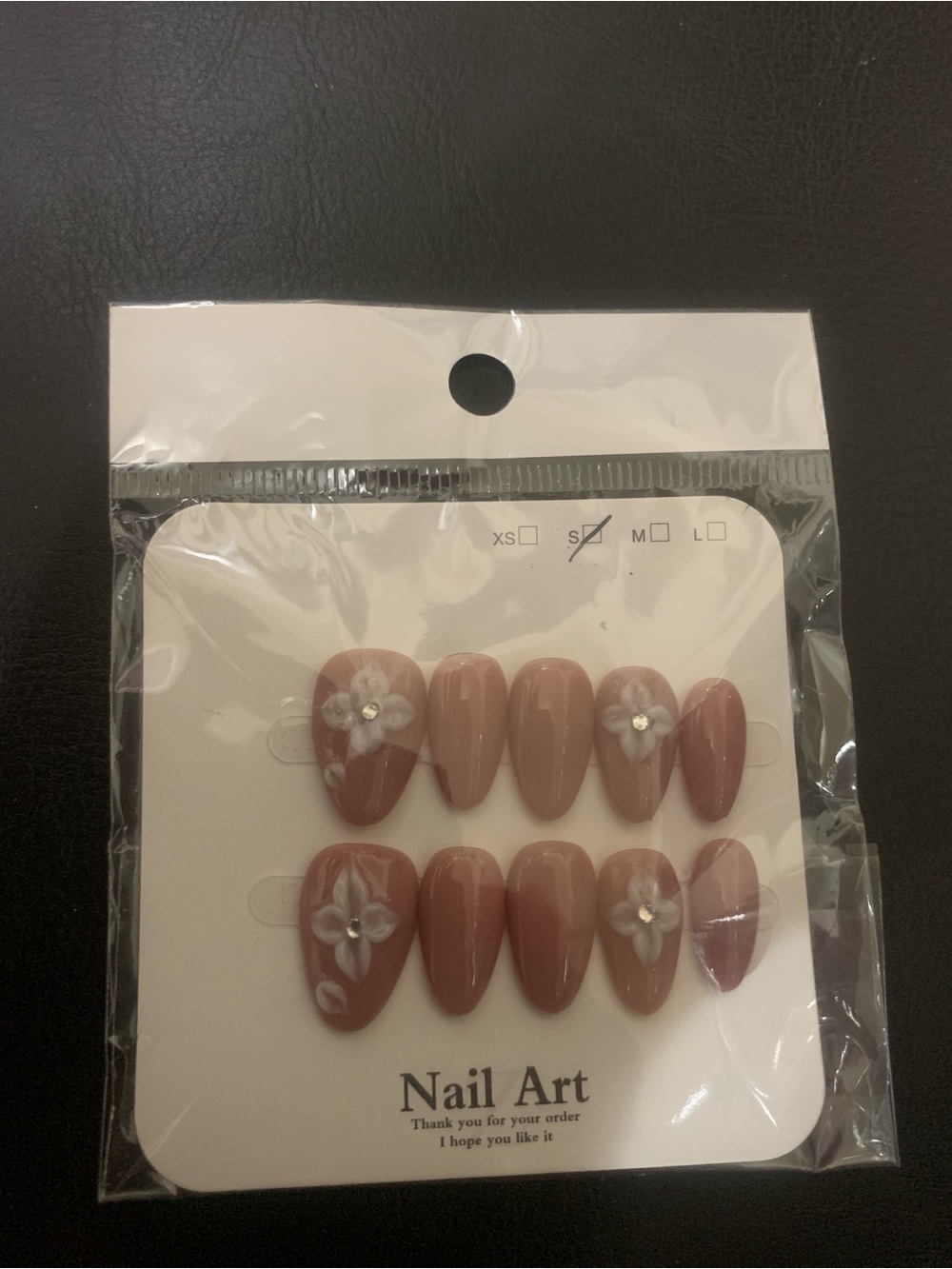 Press-On Nude Pink Oval Nails with 3D Floral Accent